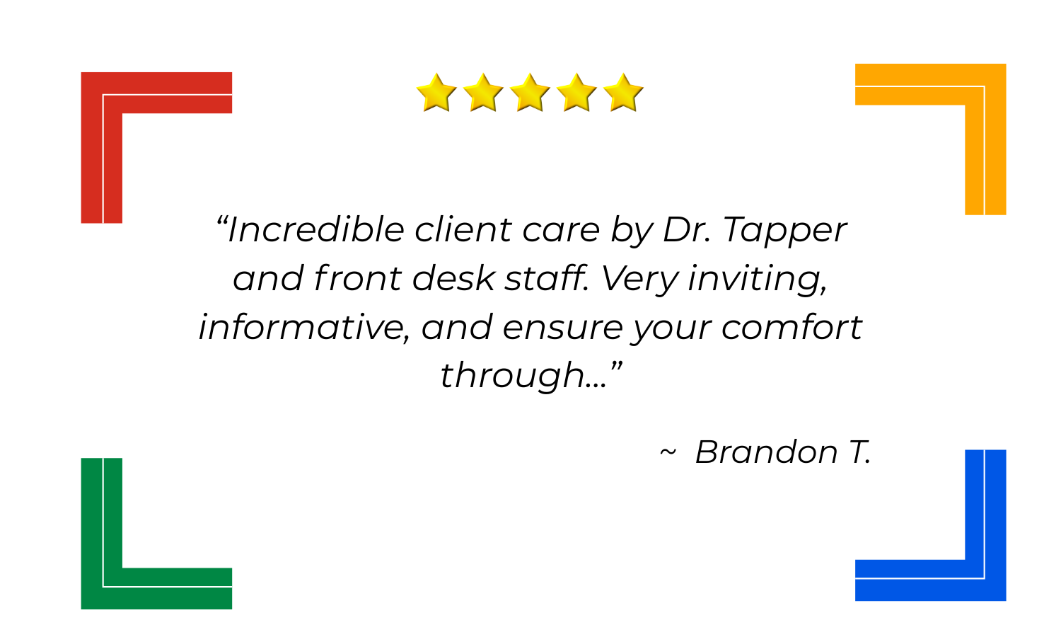 Five-star Google review from Brandon T.