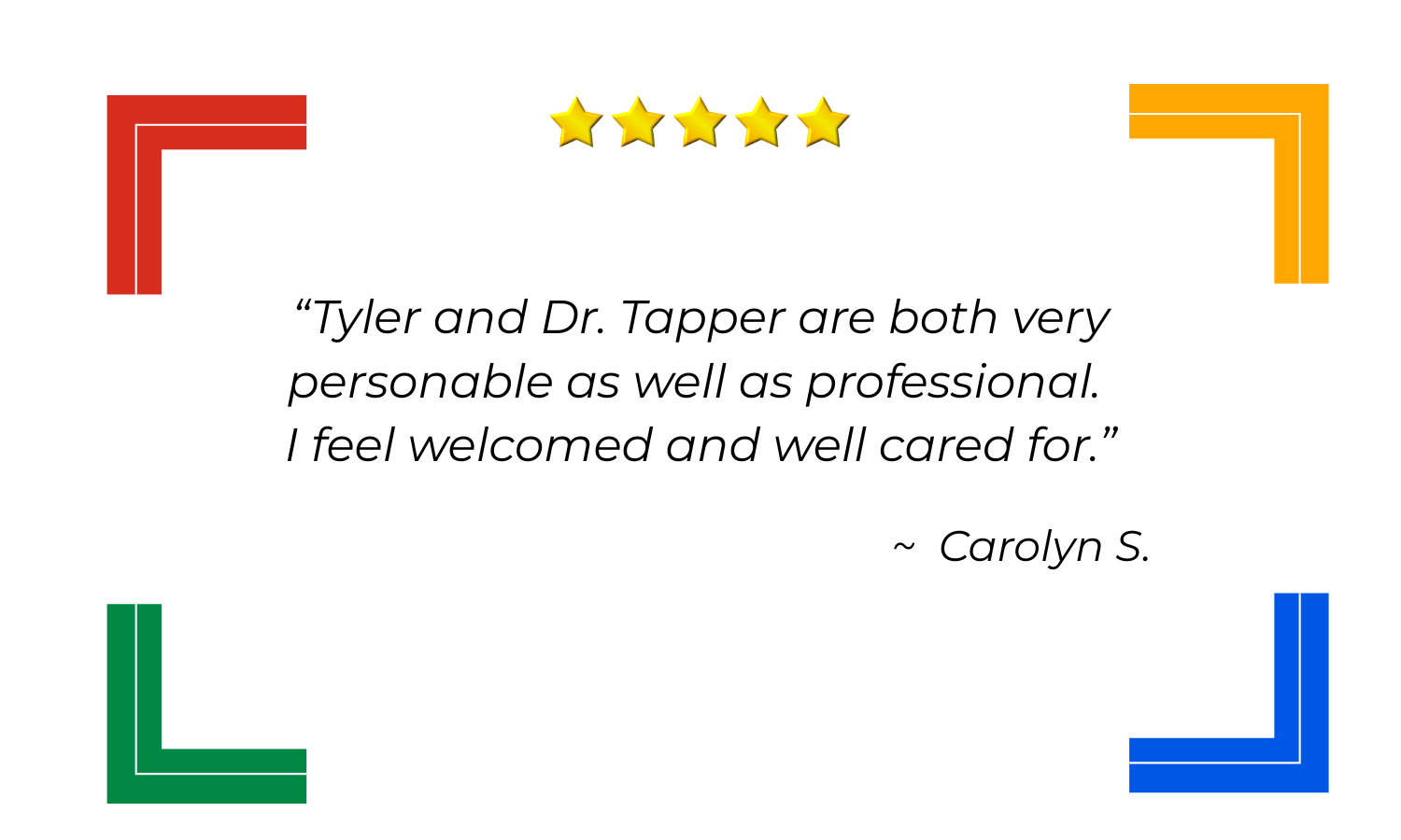 Five-star Google review from Carolyn S.